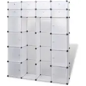 vidaXL Armoire modulaire à 18 compartiments blanc 37x146x180,5 cm