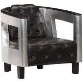 vidaXL Fauteuil en style d'aviation noir cuir véritable