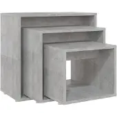 vidaXL Tables gigognes 3 pcs Gris béton Aggloméré