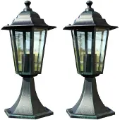 vidaXL Lanternes de jardin 2 pcs. Vert foncé/Noir Aluminium