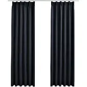 vidaXL Rideaux occultants avec crochets 2 pcs Anthracite 140x225 cm