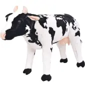 vidaXL Peluche Vache debout Peluche noire et blanche XXL