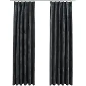 vidaXL Rideaux occultants et crochet 2pcs Velours Anthracite 140x225cm