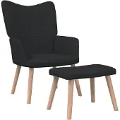 vidaXL Fauteuil relax avec pouf Noir Tissu