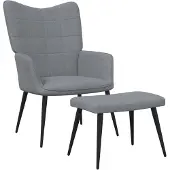 vidaXL Fauteuil relax avec pouf Tissu gris clair