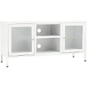 vidaXL Armoire TV blanc 105x35x52 cm acier et verre