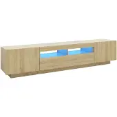 vidaXL Armoire TV avec lampes LED Chêne Sonoma 200x35x40 cm