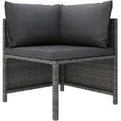 vidaXL Canapé d'angle modulaire avec coussins Gris Poly rotin
