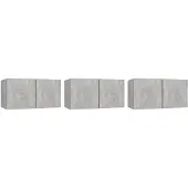 vidaXL Meubles TV suspendus 3 pcs. Gris béton 60x30x30 cm