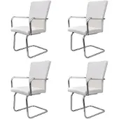 vidaXL Chaise cantilever 4 pcs. Blanc Similicuir
