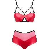 Obsessive Ensemble soutif effet cuir Leatheria (rouge) - S/M