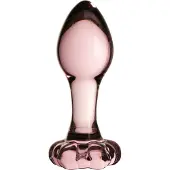 Icicles No. 48 - plug anal en verre avec fleurs - rose