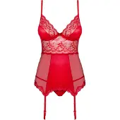 Obsessive Lovica - haut porte-jarretelles en dentelle et string (rouge)