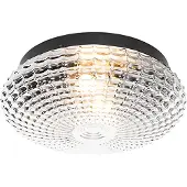 QAZQA Plafonnier classique noir avec verre fumé 30 cm IP44 - Nohmi