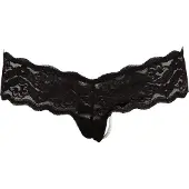 Cottelli - Tanga en dentelle avec perles - noir