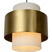 Lucide Lampe suspendue blanche avec bord en verre doré FIRMIN 1xE27 40W