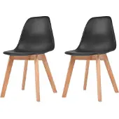 vidaXL Chaise de salle à manger 2 pcs. noir plastique