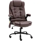 vidaXL Chaise de bureau avec fonction massage Marron foncé aspect daim