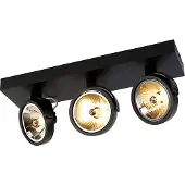 QAZQA Spot design noir orientable 3 lumières - Go
