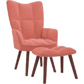 vidaXL Fauteuil relax avec pouf rose velours