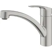 GROHE Mitigeur monocommandé pour évier EUROSMART 1/2 pouce, bec plat supersteel
