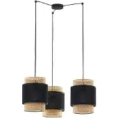 TK Lighting Lustre BOHO noir 3xE27x15W en osier / rotin / paille, dimensions : 130x70x70 cm, IP20, TK-Lighting