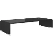 vidaXL Table TV/rehausseur d'écran verre noir 60x25x11 cm