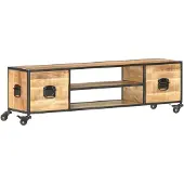 vidaXL Meuble TV 130x30x39 cm en bois massif de manguier