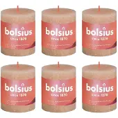 Bolsius Bougies pilier rustiques Shine 4 pcs 80x68 mm Rose brumeux