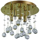 Ideal Lux Plafonnier contemporain Moonlight Metal-Crystal Gold 5 Lights G9 3W 3000K