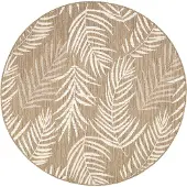 FRAAI Tapis d'extérieur rond | Malta Leaves Naturel | Ø 200cm | Crème | Polypropylène | Rond