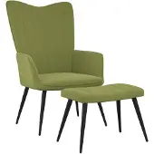 vidaXL Fauteuil relax avec pouf vert clair velours