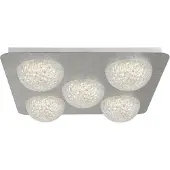 Searchlight CELESTIA LUMIÈRE DE PLAFOND LED 5 flammes - SILVER LEAF mit CLEAR ACRYLIC