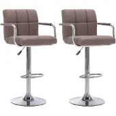 vidaXL Tabouret de bar 2 pcs. Tissu taupe
