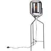 QAZQA Lampadaire design noir avec verre fumé - Bliss