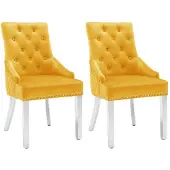 vidaXL Chaise de salle à manger 2 pcs. Jaune velours