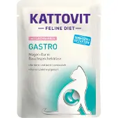 Kattovit Feline Diet Gastro Salmon&amp;Rice Aliments humides à base de saumon et de riz pour les chats souffrant de problèmes gastriques 24x85 g