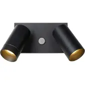 Lucide Projecteur mural Taylor Double IP54 avec capteur noir