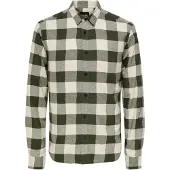Only & Sons Chemise écru / olive / vert foncé
