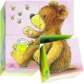 Goki Houten Blokpuzzle Babydieren (4 pièces)