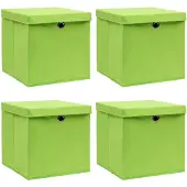 vidaXL Boîtes de rangement avec couvercles 10 pcs. Vert 32x32x32 cm Tissu