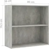 vidaXL Bibliothèque à 2 niveaux gris béton bois d'ingénierie