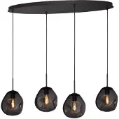 Masterlight Lampe suspendue Lava Oval 4x verre fumé Ø 22,5cm