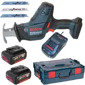 Bosch Scie sabre sans fil GSA 18V-LI C, 2 x batterie GBA 18V 5.0Ah en L-BOXX