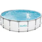 Summer Waves Piscine tubulaire ronde 488 x 122 cm avec pompe à sable, échelle, bâche de protection, tapis de sol et kit d’entretien