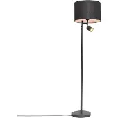 QAZQA Lampadaire noir avec intérieur blanc et liseuse - Jelena