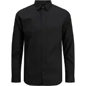 Jack & Jones Joe Plain Plus Size Long Sleeve Shirt Noir 5XL / Regular Homme