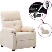 vidaXL Fauteuil relax électrique Crème Tissu