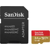 SanDisk MicroSDXC Extreme 64 Go 100 Mo/s CL10 + adaptateur