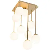 QAZQA Plafonnier moderne doré avec verre opale 9 lumières - Athènes